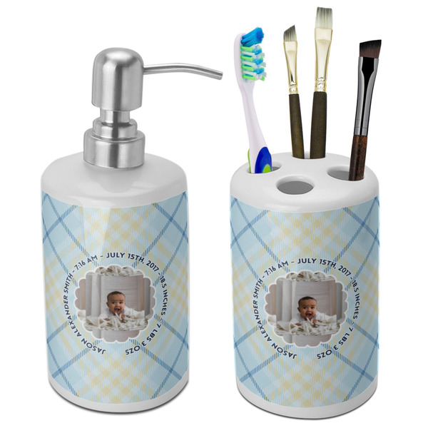 Custom Baby Boy Photo Ceramic Bathroom Accessories Set