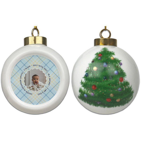Baby Boy Photo Ceramic Christmas Ornament - X-Mas Tree (APPROVAL)