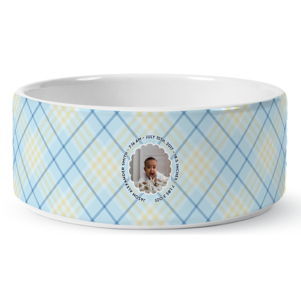 Baby Boy Photo Ceramic Dog Bowl - Medium - Front