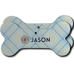 Baby Boy Photo Ceramic Dog Ornament - Front & Back