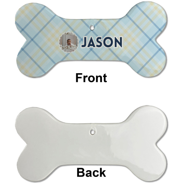 Baby Boy Photo Ceramic Flat Ornament - Bone Front & Back Single Print (APPROVAL)