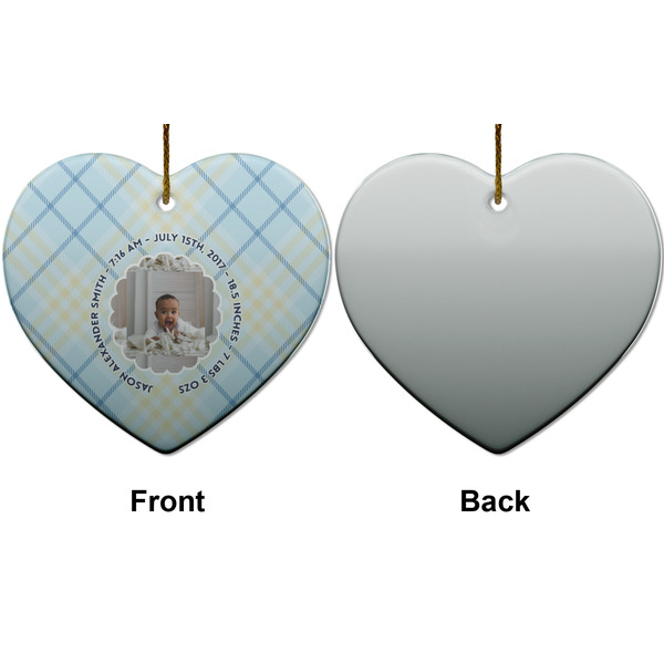 Baby Boy Photo Ceramic Flat Ornament - Heart Front & Back (APPROVAL)