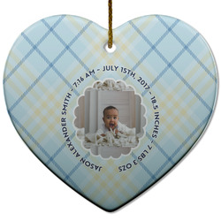Baby Boy Photo Heart Ceramic Ornament