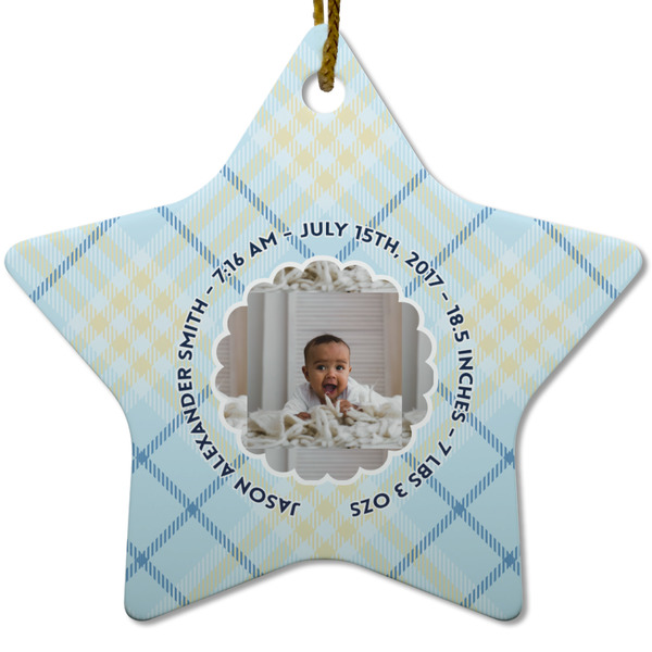 Custom Baby Boy Photo Star Ceramic Ornament