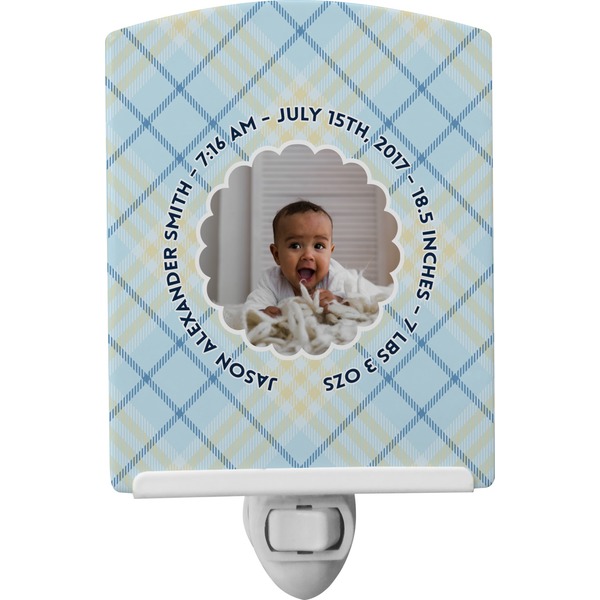 Custom Baby Boy Photo Ceramic Night Light (Personalized)