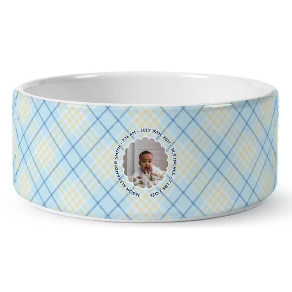 Custom Baby Boy Photo Ceramic Dog Bowl - Large (Personalized)
