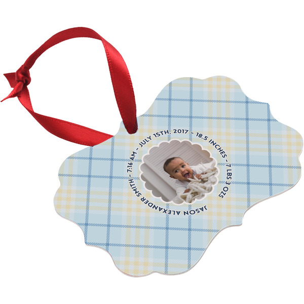 Baby Boy Photo Christmas Ornament (Angle View)