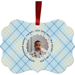 Baby Boy Photo Metal Frame Ornament - Double Sided