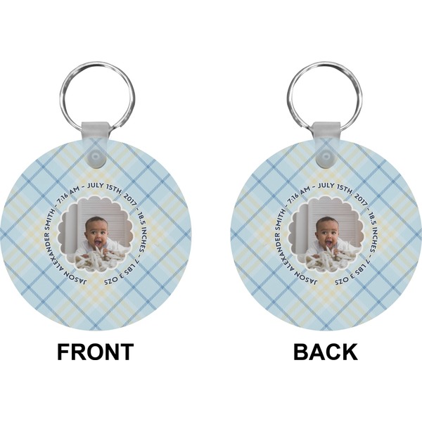 Baby Boy Photo Circle Keychain (Front + Back)