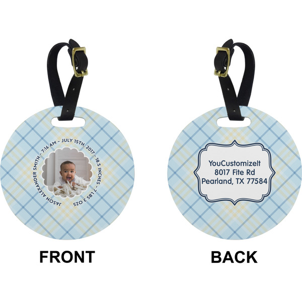 Baby Boy Photo Circle Luggage Tag (Front + Back)
