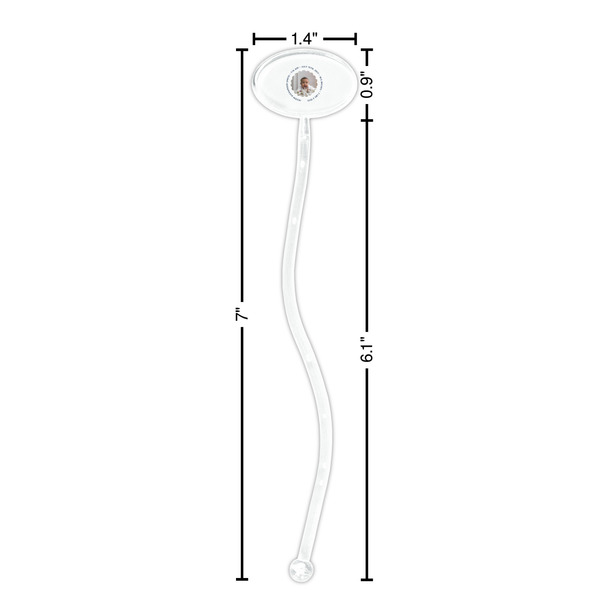 Baby Boy Photo Clear Plastic 7" Stir Stick - Oval - Dimensions