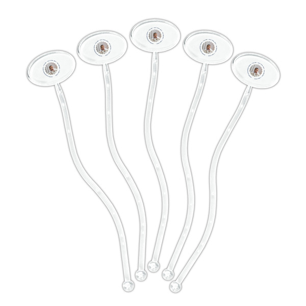 Baby Boy Photo Clear Plastic 7" Stir Stick - Oval - Fan