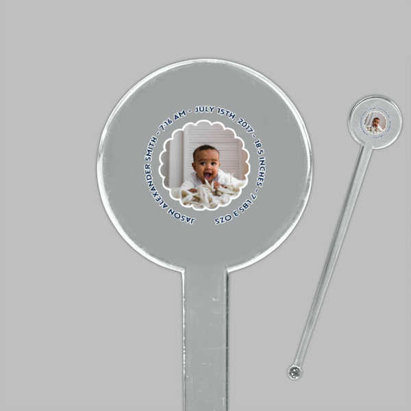 Baby Boy Photo Clear Plastic 7" Stir Stick - Round - Closeup
