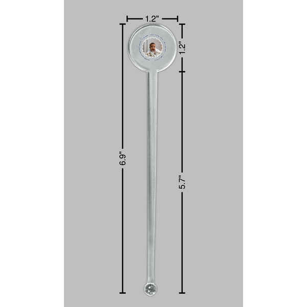 Baby Boy Photo Clear Plastic 7" Stir Stick - Round - Dimensions