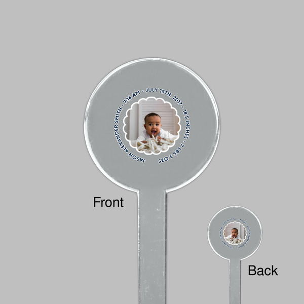 Baby Boy Photo Clear Plastic 7" Stir Stick - Round - Front & Back