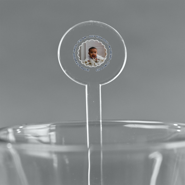 Custom Baby Boy Photo 5.5" Round Plastic Stir Sticks - Clear