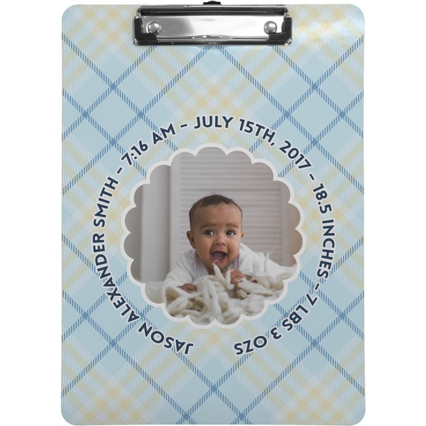 Custom Baby Boy Photo Clipboard (Letter Size) (Personalized)