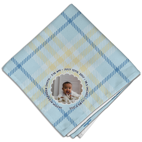 Baby Boy Photo Cloth Napkins - Personalized Dinner (Folded Four Corners)