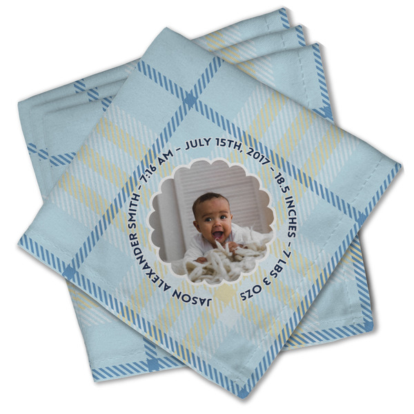 Custom Baby Boy Photo Cloth Cocktail Napkins - Set of 4