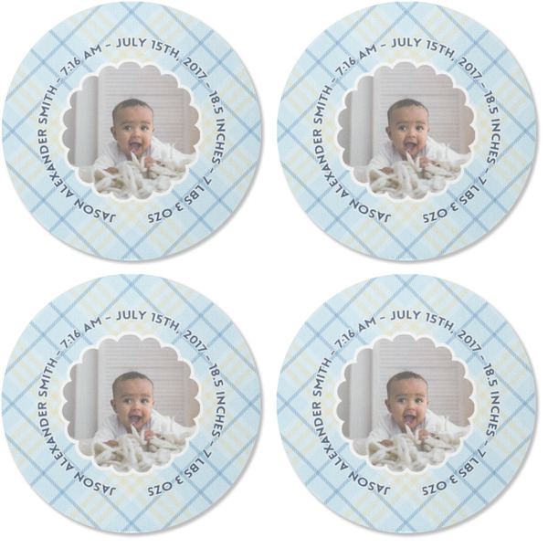 Baby Boy Photo Coaster Round Rubber Back - Apvl