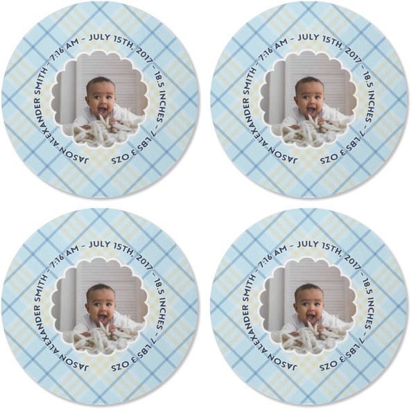 Baby Boy Photo Coaster Round Rubber Back - Apvl