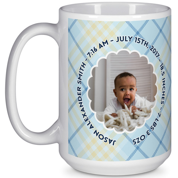 Custom Baby Boy Photo 15 Oz Coffee Mug - White