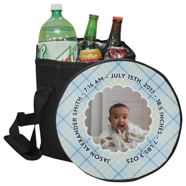 Custom Baby Boy Photo Collapsible Cooler & Seat (Personalized)