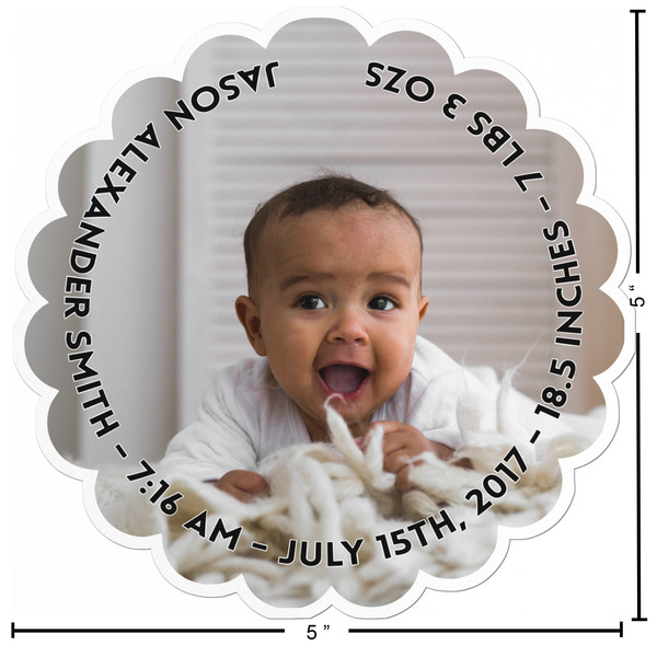 Baby Boy Photo Custom Shape Iron On Patches - L PATCH w/measurements