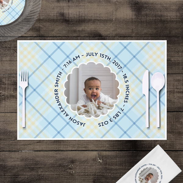 Baby Boy Photo Disposable Paper Placemat - In Context