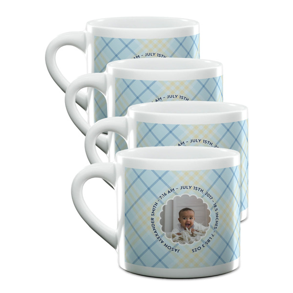 Custom Baby Boy Photo Double Shot Espresso Cups - Set of 4