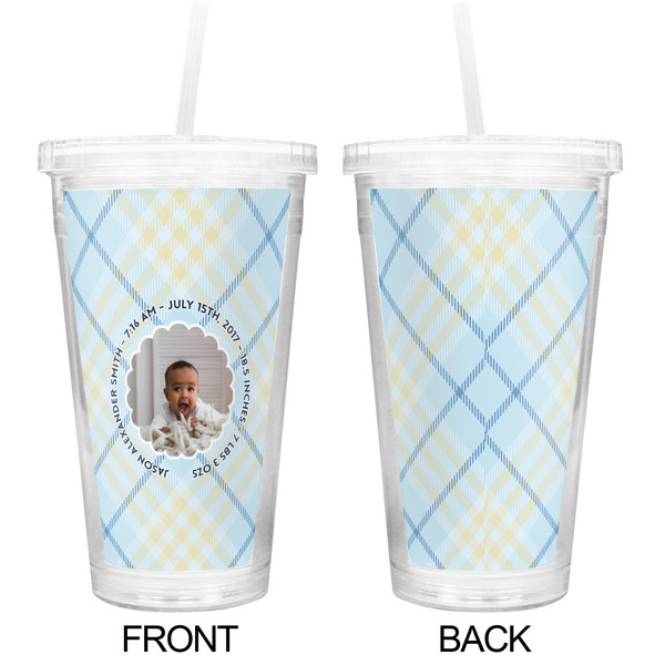 Baby Boy Photo Double Wall Tumbler with Straw - Approval