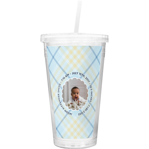 Custom Baby Boy Photo Double Wall Tumbler with Straw (Personalized)