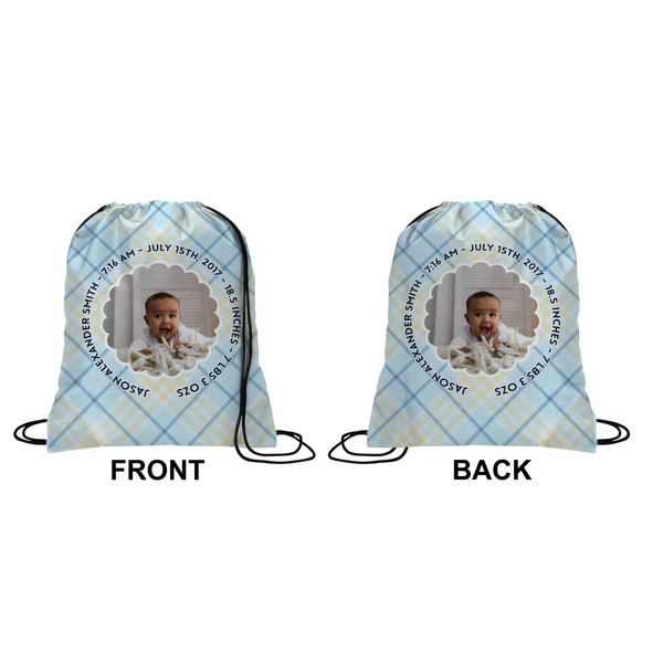 Baby Boy Photo Drawstring Backpack Front & Back Medium