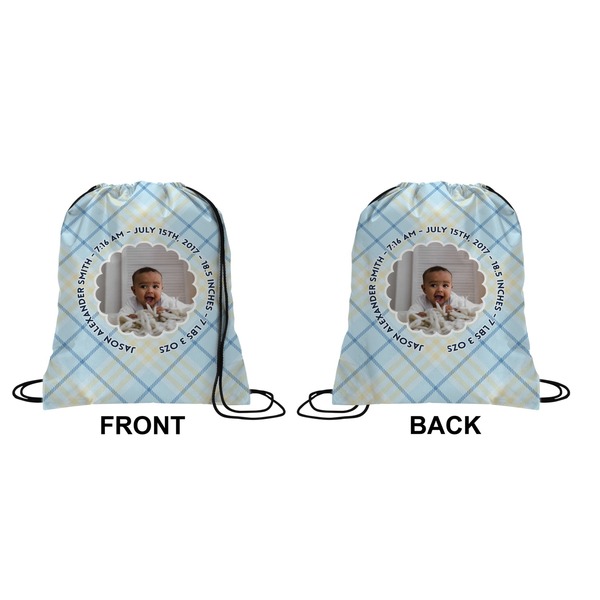 Baby Boy Photo Drawstring Backpack Front & Back Small