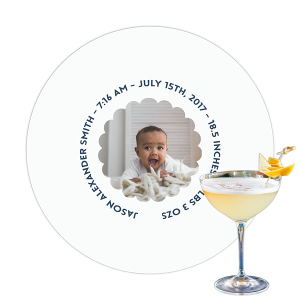Custom Baby Boy Photo Printed Drink Topper - 3.25"