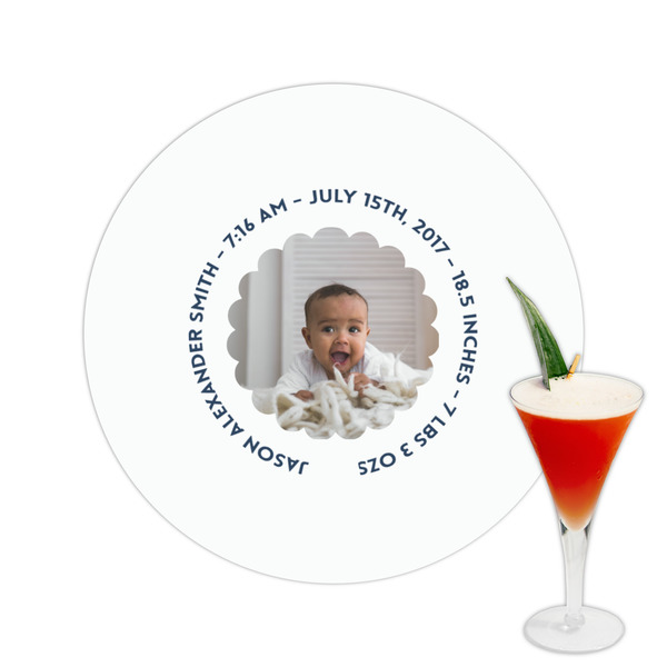 Custom Baby Boy Photo Printed Drink Topper -  2.5"