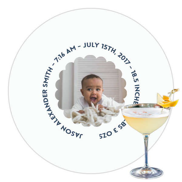 Custom Baby Boy Photo Printed Drink Topper - 3.5"