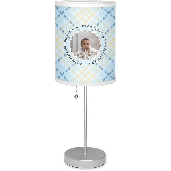 Custom Baby Boy Photo Lamp with Drum Shade