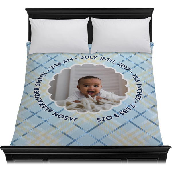 Baby Boy Photo Duvet Cover - Queen - On Bed - No Prop