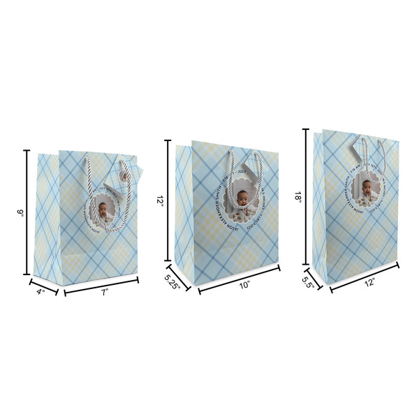 Baby Boy Photo Gift Bags - All Sizes - Dimensions