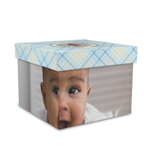 Custom Baby Boy Photo Gift Box with Lid - Canvas Wrapped - Medium