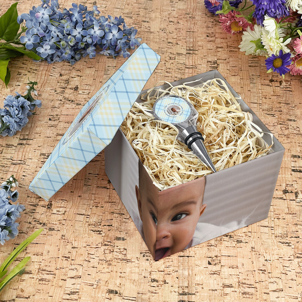 Baby Boy Photo Gift Boxes with Lid - Canvas Wrapped - Medium - In Context