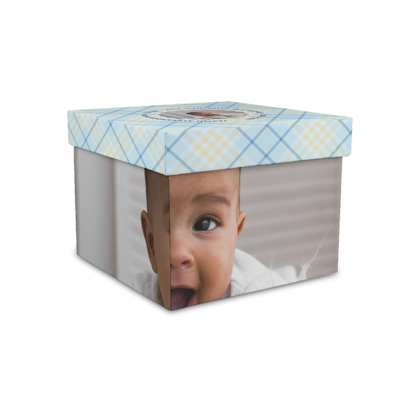 Custom Baby Boy Photo Gift Box with Lid - Canvas Wrapped - Small