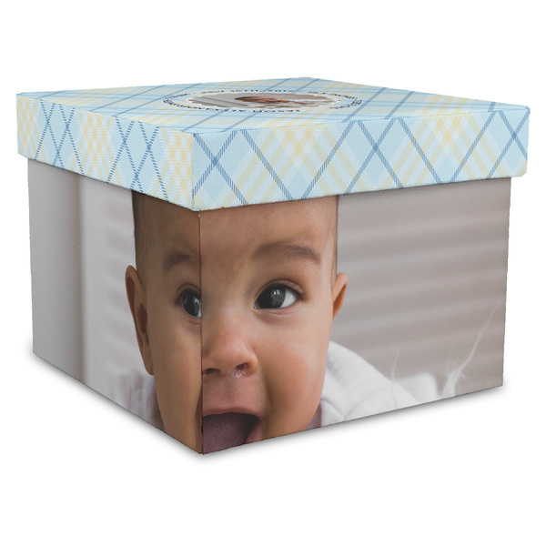 Custom Baby Boy Photo Gift Box with Lid - Canvas Wrapped - X-Large