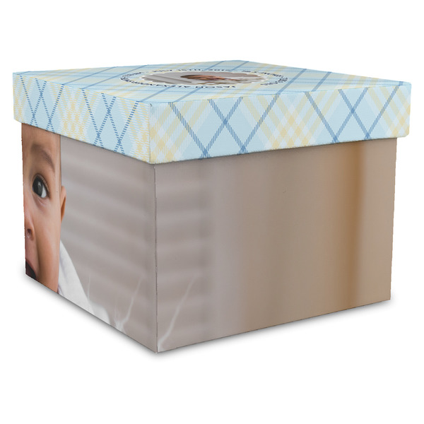 Custom Baby Boy Photo Gift Box with Lid - Canvas Wrapped - XX-Large