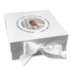 Baby Boy Photo Gift Box with Magnetic Lid - White