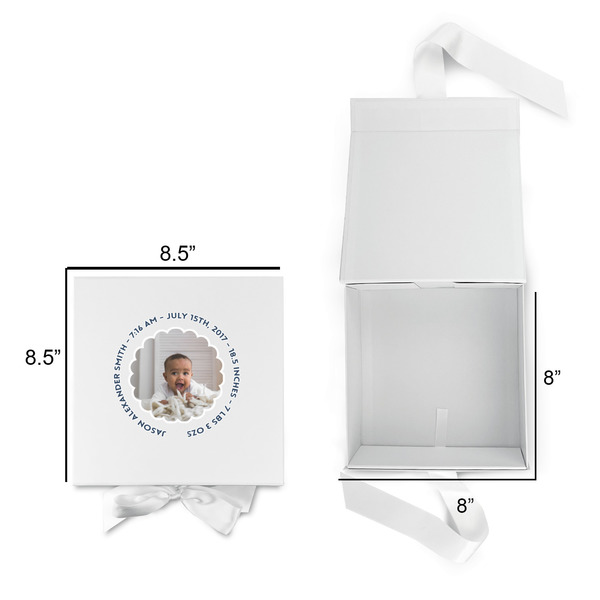 Baby Boy Photo Gift Boxes with Magnetic Lid - White - Open & Closed