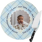 Baby Boy Photo Round Glass Cutting Board (Personalized)