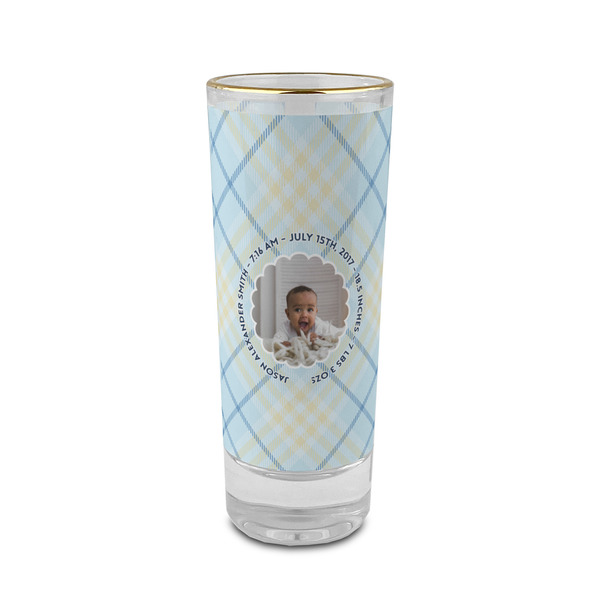 Custom Baby Boy Photo 2 oz Shot Glass - Glass with Gold Rim