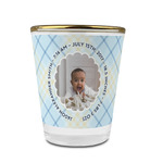 Baby Boy Photo Glass Shot Glass - 1.5 oz - with Gold Rim - Set of 4